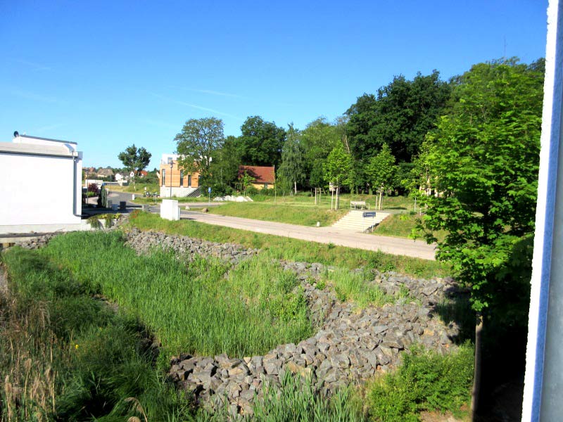 Blick vom Ferienhaus aufsLand